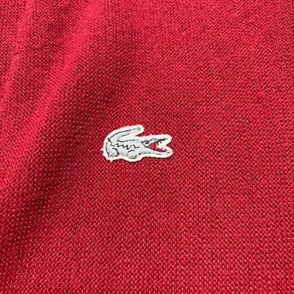 Vintage Izod Lacoste Cardigan Sweater Burgundy Crocodile Logo Size 38 1903 - Picture 2 of 4